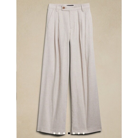 New Banana Republic Linen Blend Wide Leg Pleated Black Trouser Pants Size 8 NWT - Picture 4 of 10